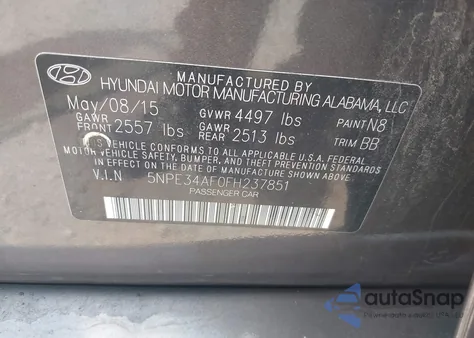 2015 Hyundai Sonata Sport from USA, damaged, VIN 5NPE34AF0FH237851